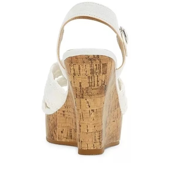 Pop Fancee White Platform Wedge Sandals Size 6.5 NEW - Picture 3 of 16